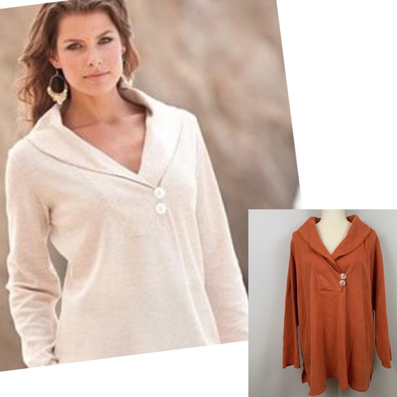 Roaman's Tops - Roaman’s Long Sleeve Thermal Knit Tunic Top